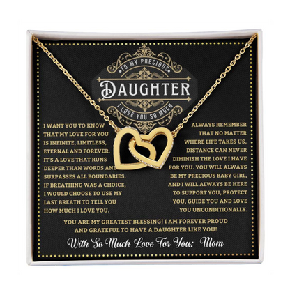 JGF Jewelry Gifts for Family Double Hearts Linked Necklace For Daughter From Mom