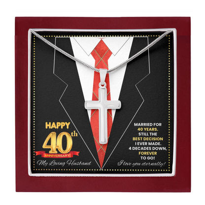 JGF Jewelry Gifts for Family Happy 40th Anniversary For Husband Cross Necklace For Men