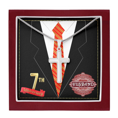 JGF Jewelry Gifts for Family 7th Wedding Anniversary For Him Husband Cross Necklace for Men