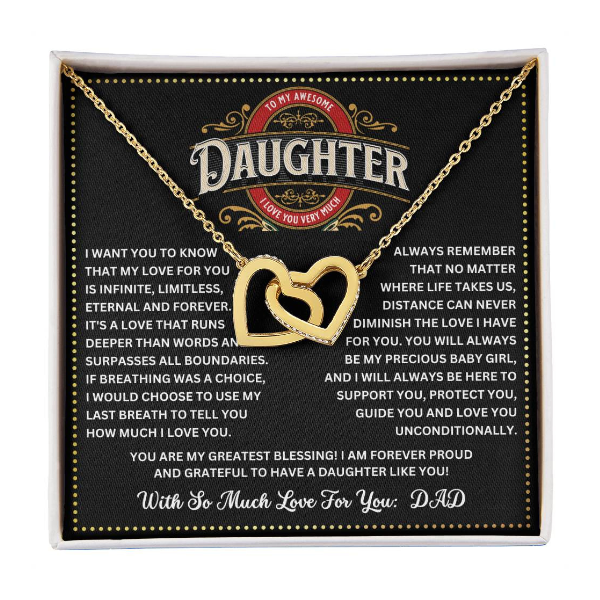 JGF Jewelry Gifts for Family Gifts For Grown Daughter From Parents Interlocking Hearts Necklace