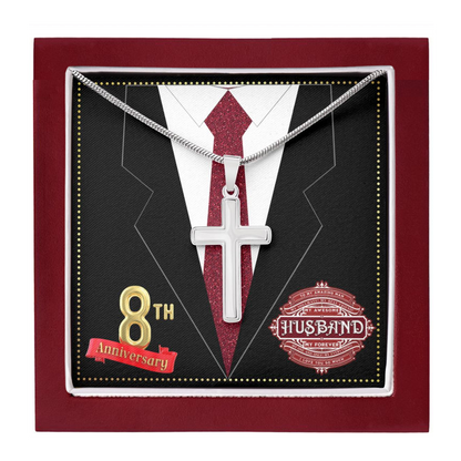 JGF Jewelry Gifts for Family 8th Wedding Anniversary For Him Husband Cross Necklace for Men