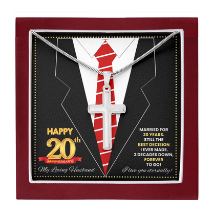 JGF Jewelry Gifts for Family Happy 20th Anniversary For Husband Cross Necklace For Men