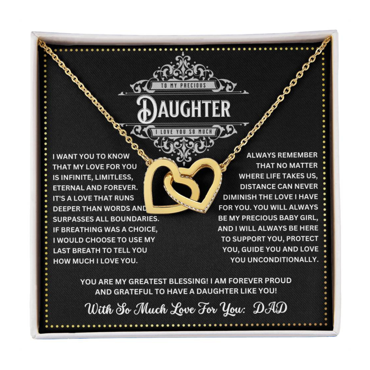 JGF Jewelry Gifts for Family Necklace For Daughter From Dad Interlocking Hearts