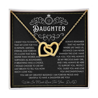 JGF Jewelry Gifts for Family To My Daughter Necklace From Dad Double Heart