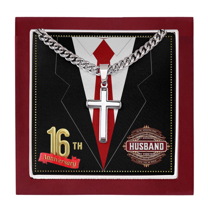 JGF Jewelry Gifts for Family 16 Year 16th Wedding Anniversary for Him Husband Cross Necklace for Men