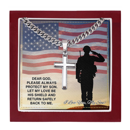 JGF Jewelry Gifts for Family Navy Military Gifts For My Son Cross US Army Necklace For Men