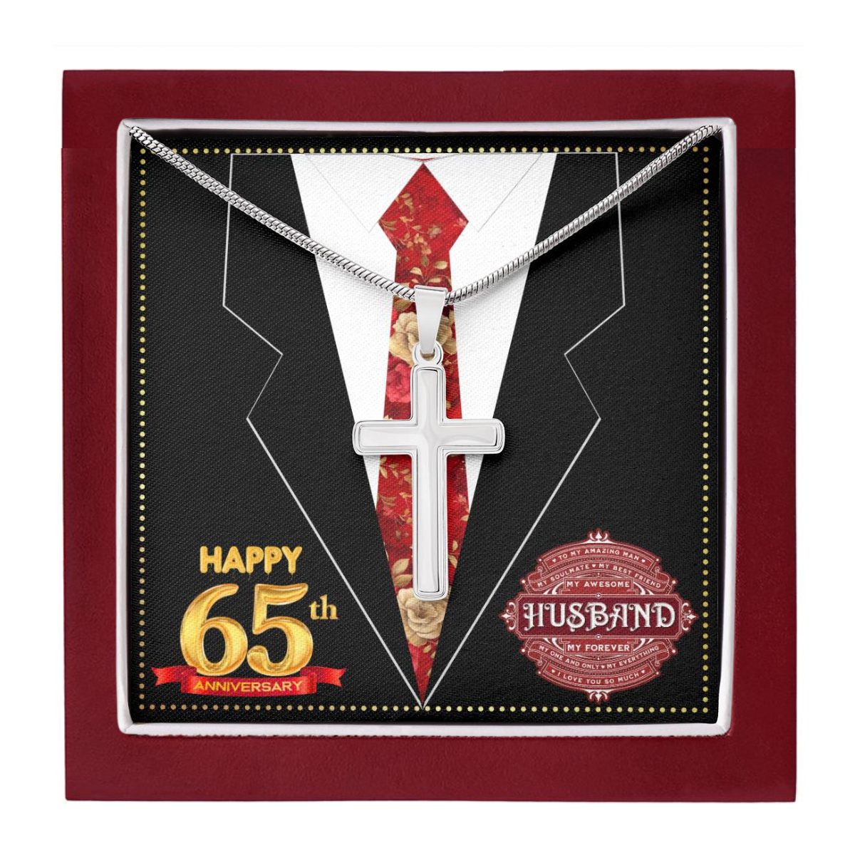 JGF Jewelry Gifts for Family 65th Anniversary Card For Men Him Husband