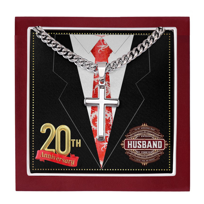 JGF Jewelry Gifts for Family 20 Year 20th Wedding Anniversary for Him Husband Cross Necklace for Men