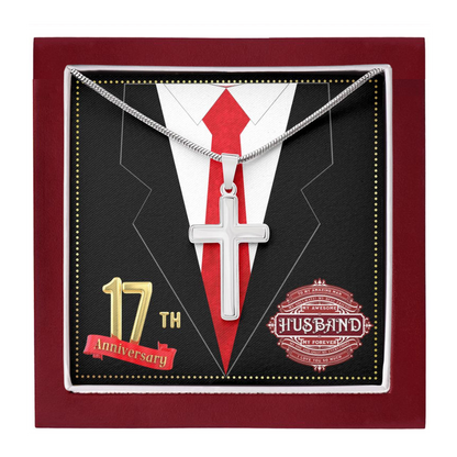 JGF Jewelry Gifts for Family 17th Wedding Anniversary For Him Husband Cross Necklace for Men