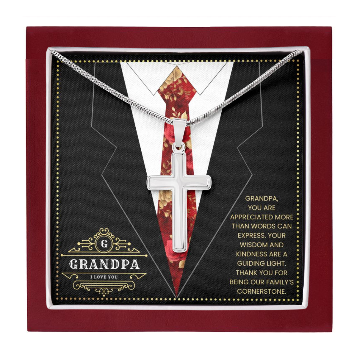 JGF Jewelry Gifts for Family Necklace For Grandpa And Me Birthday Card From Child