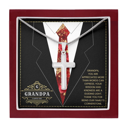 JGF Jewelry Gifts for Family Necklace For Grandpa And Me Birthday Card From Child