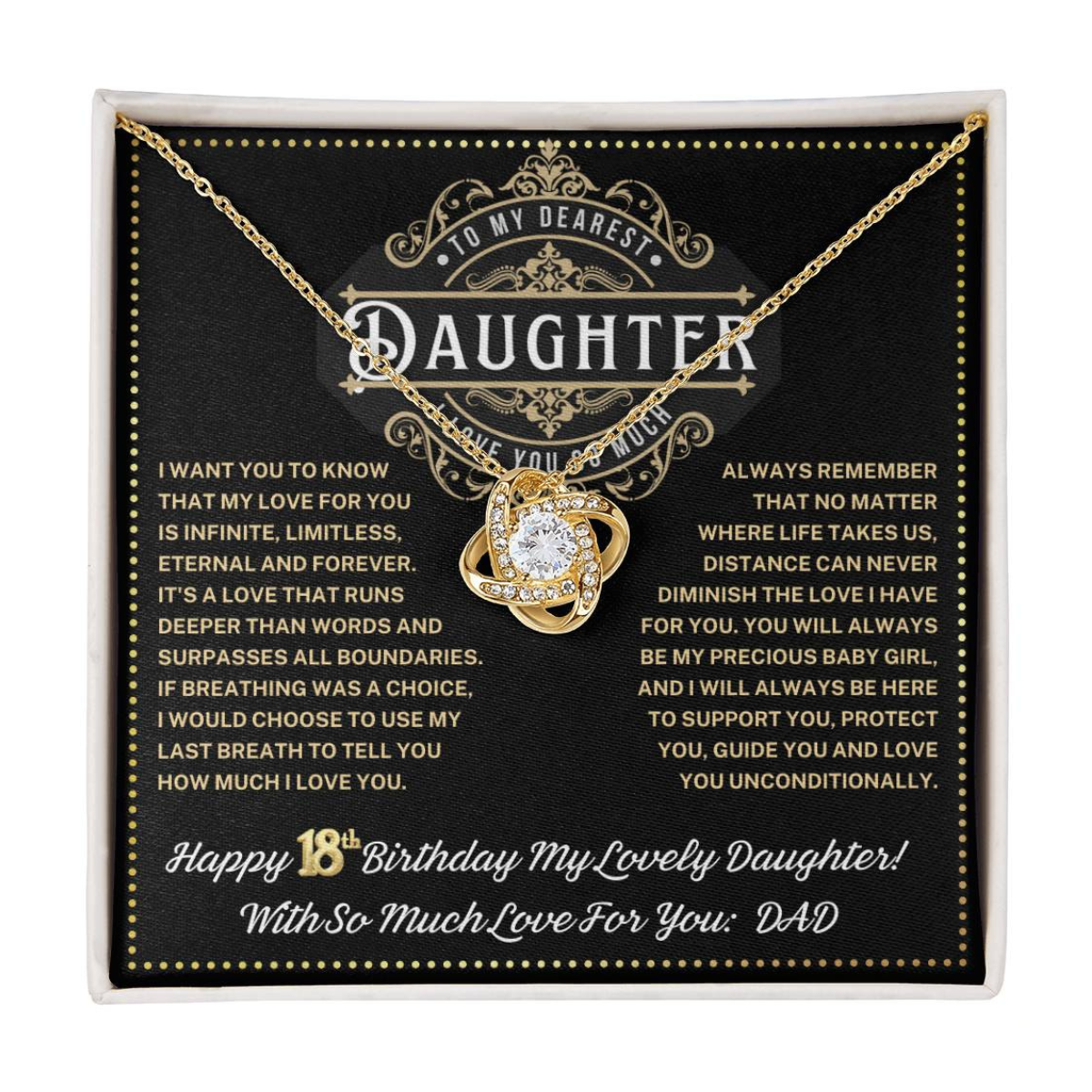 JGF Jewelry Gifts for Family Love Knot Necklace 18 Year Old Daughter Gifts From Dad Love Knot Necklace