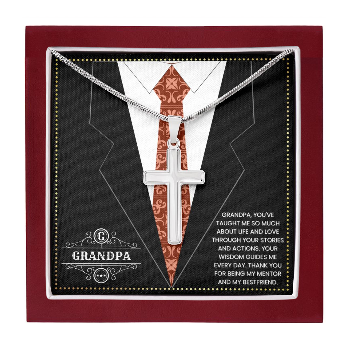 JGF Jewelry Gifts for Family Cross Necklaces For Grandparents Grandpa 80th Birthday Card