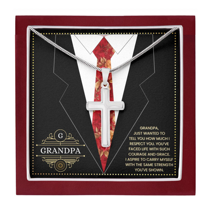 JGF Jewelry Gifts for Family Grandpa Birthday Card From Child Cross Necklace For Grandpa