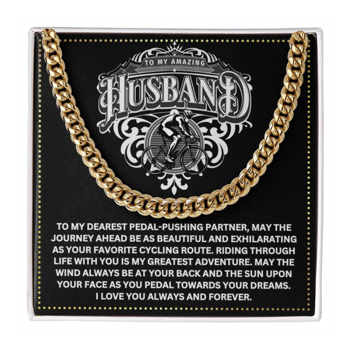 JGF Jewelry Gifts for Family Cuban Link Necklace For Men Bicycle Husband Gifts 50th Birthday
