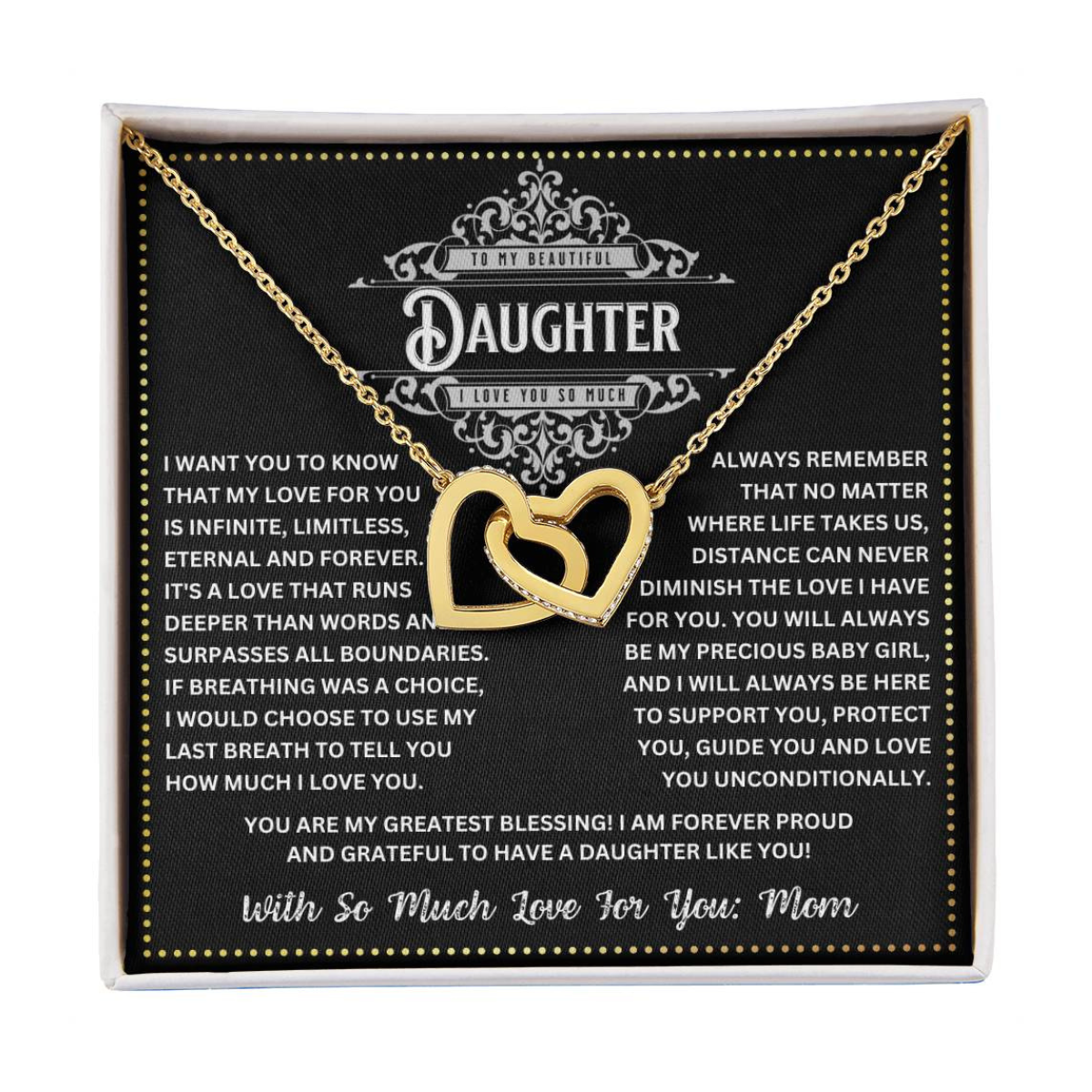 JGF Jewelry Gifts for Family 2 Two Hearts Intertwined Necklace Birthday Gifts For My Young Adult Daughter