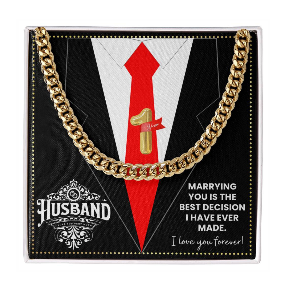 JGF Jewelry Gifts for Family 1st First Anniversary For Husband Chain Necklace For Men