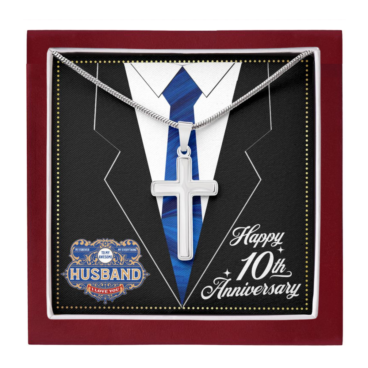 JGF Jewelry Gifts for Family 10 Year 10th Wedding Anniversary For Him Husband