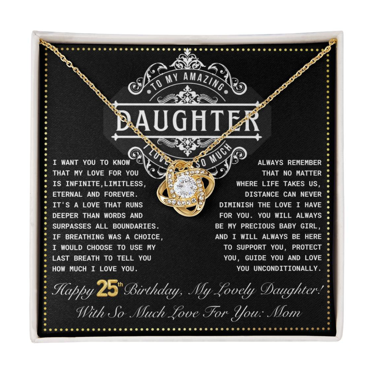 JGF Jewelry Gifts for Family Daughter 25th Birthday From Mom Love Knot Necklace