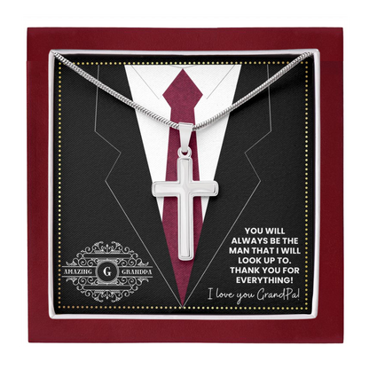 JGF Jewelry Gifts for Family Cross Necklace For Grandpa And Men I Love My Grandpa Gifts For Him