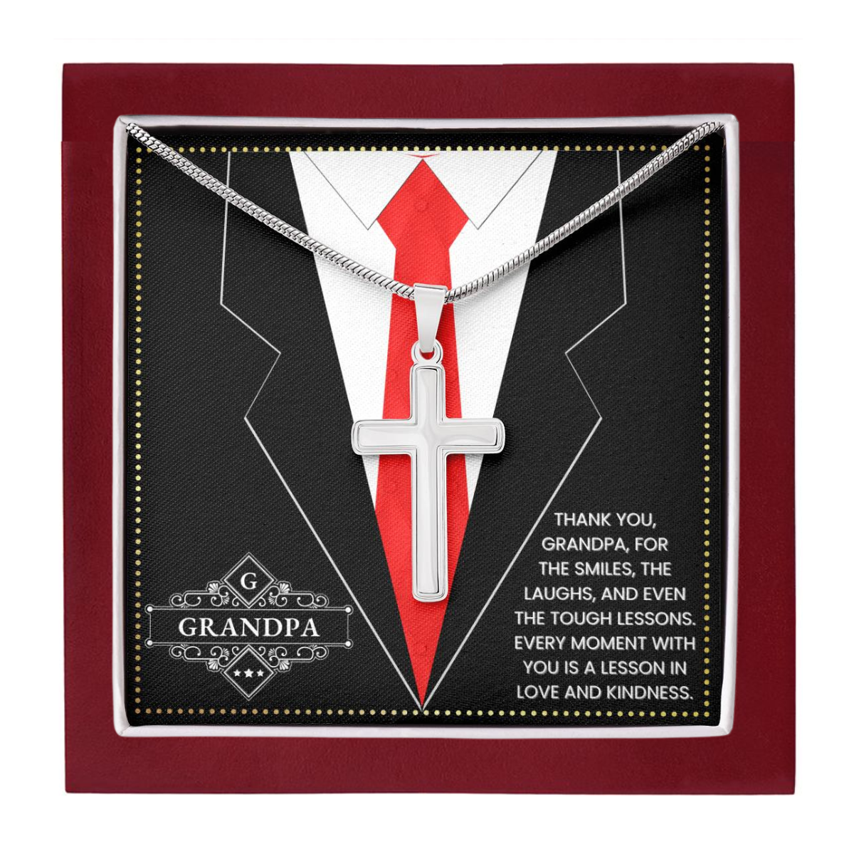 JGF Jewelry Gifts for Family Gift For Portuguese Grandpa Cross Necklace For Men Silver