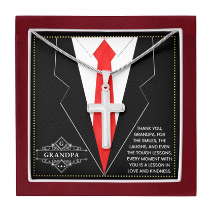 JGF Jewelry Gifts for Family Gift For Portuguese Grandpa Cross Necklace For Men Silver