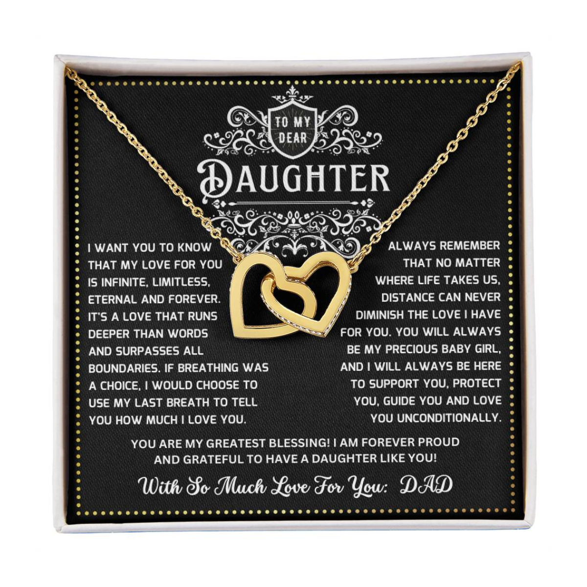 JGF Jewelry Gifts for Family Daughter 18th Birthday Gift From Dad Interlocking Heart Necklace
