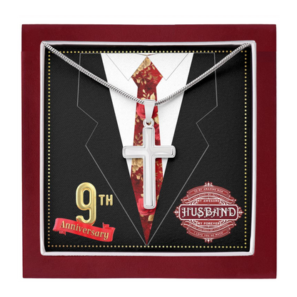 JGF Jewelry Gifts for Family 9th Wedding Anniversary For Him Husband Cross Necklace for Men