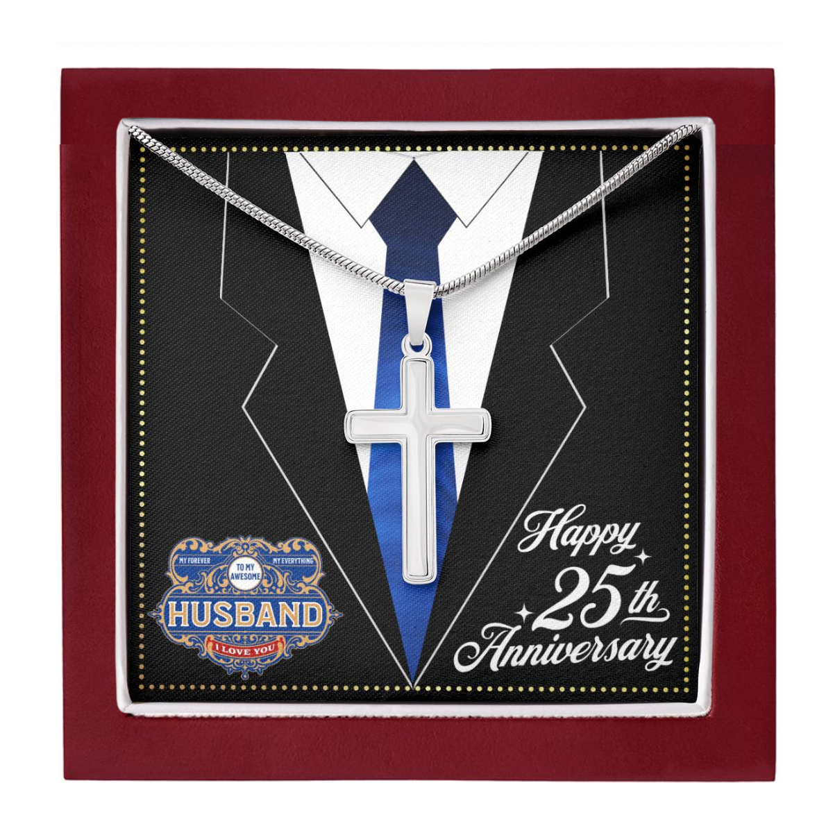 JGF Jewelry Gifts for Family 25 Year 25th Wedding Anniversary For Him Husband