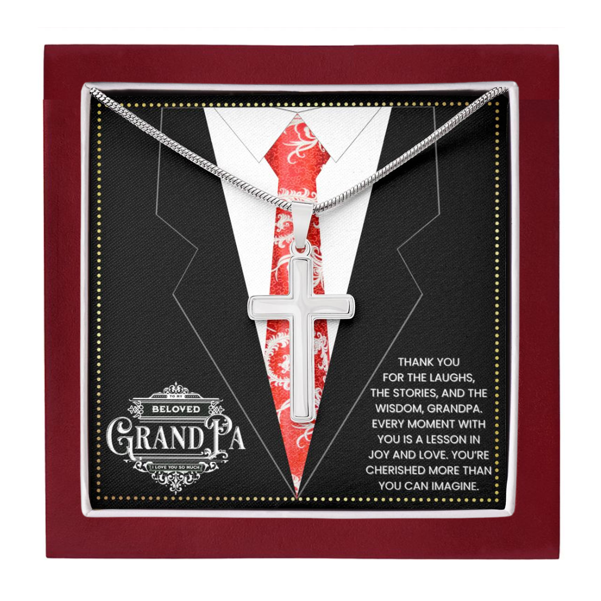JGF Jewelry Gifts for Family Cross Necklace For Grandparent Gifts For Grandpa Who Has Everything