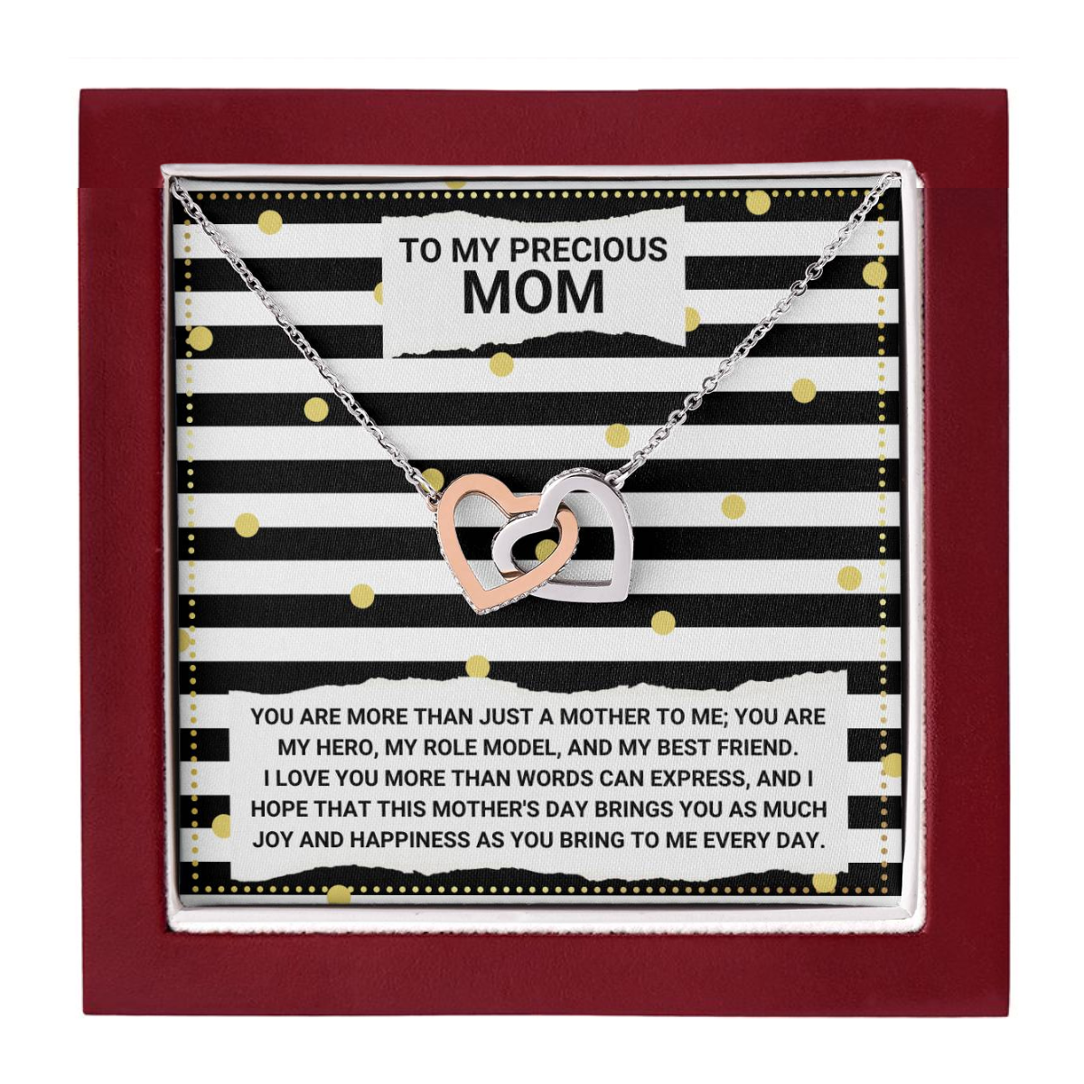 JGF Jewelry Gifts for Family Double Heart Pendant Necklace For Mom