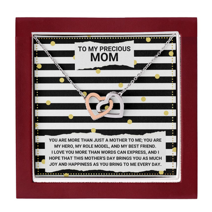 JGF Jewelry Gifts for Family Double Heart Pendant Necklace For Mom