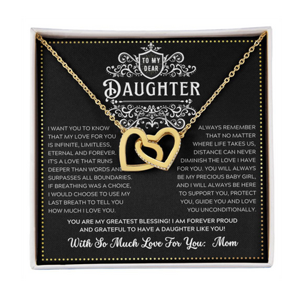 JGF Jewelry Gifts for Family Silver Heart Necklace 2 Hearts To My Daughter Necklace From Mom - Stainless Steel