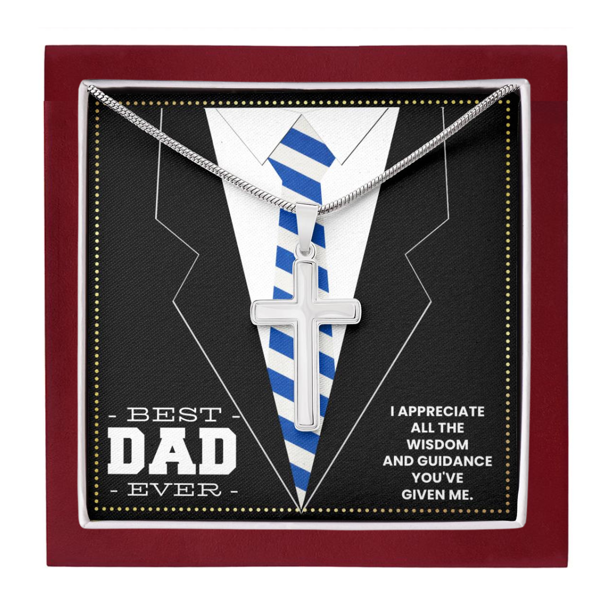 JGF Jewelry Gifts for Family Silver Cross Necklace For New Dad Gifts For Men Before Birth
