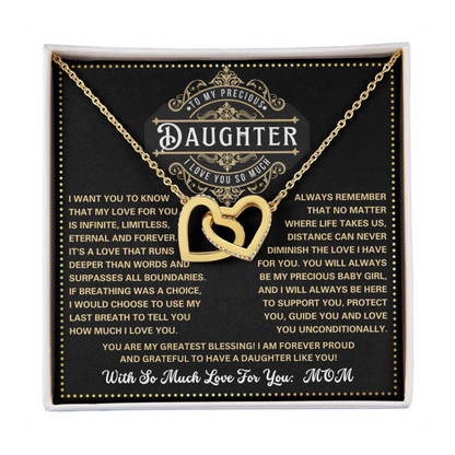 JGF Jewelry Gifts for Family To My Daughter Necklace From Dad And Mom Interlocking Heart Necklace