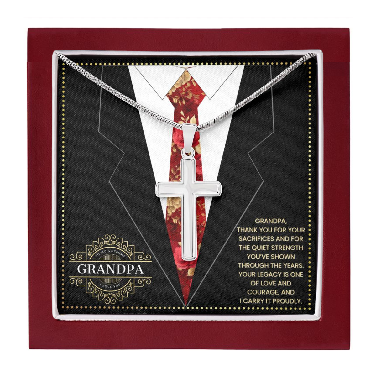 JGF Jewelry Gifts for Family Cross Necklace For Grandparent Gifts For Grandpa Who Has Everything