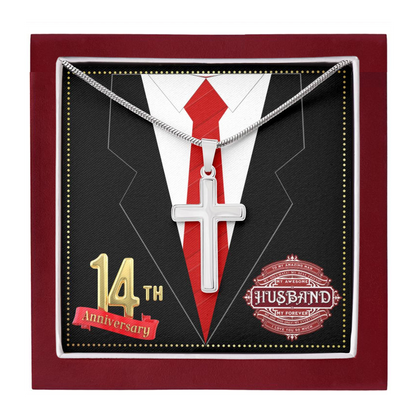 JGF Jewelry Gifts for Family 14th Wedding Anniversary For Him Husband Cross Necklace for Men