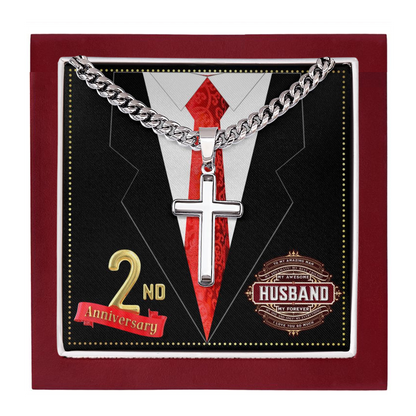 JGF Jewelry Gifts for Family 2 Year 2nd Wedding Anniversary for Him Husband Cross Necklace for Men