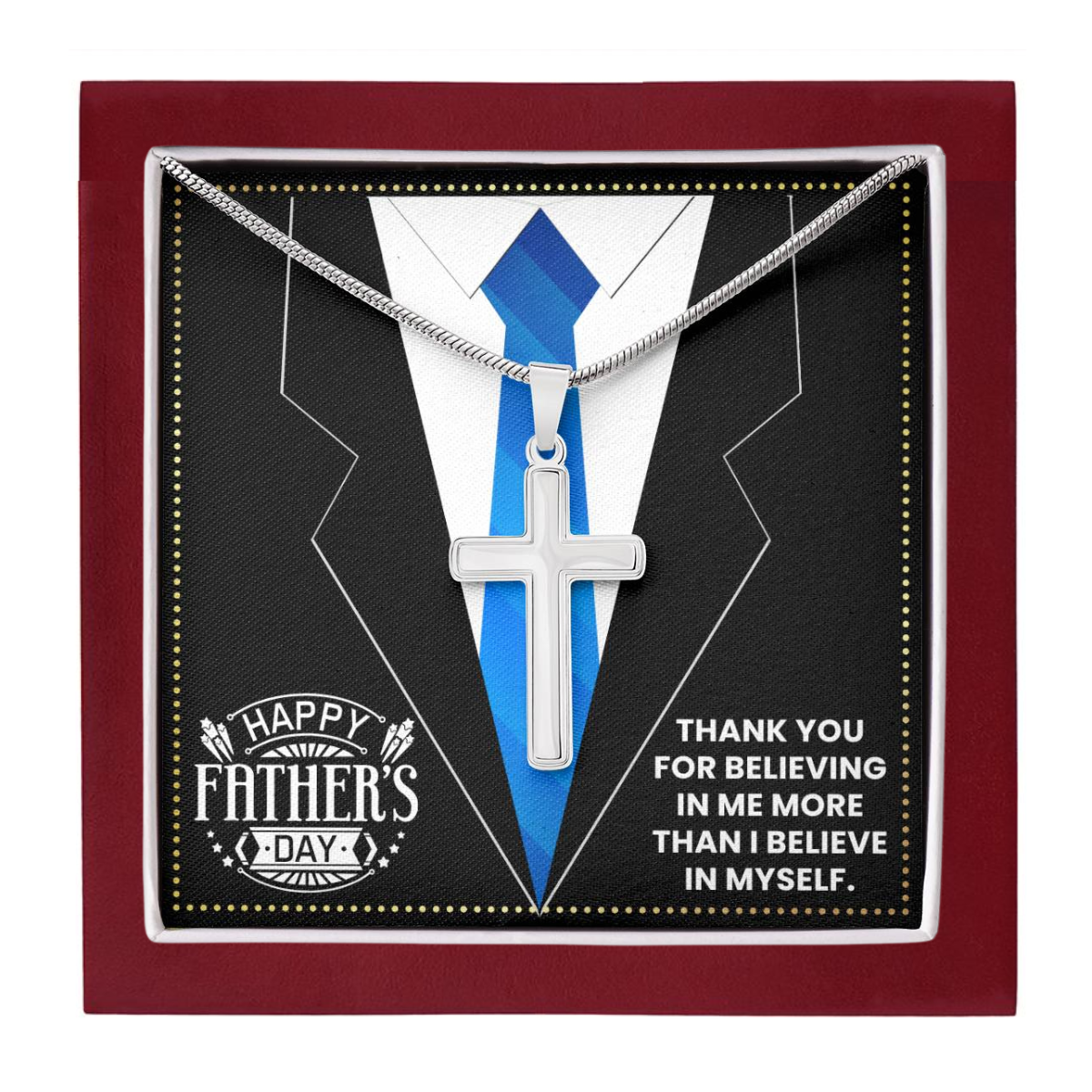 JGF Jewelry Gifts for Family Silver Cross Necklace For Men Gifts For My Dads 60th Birthday