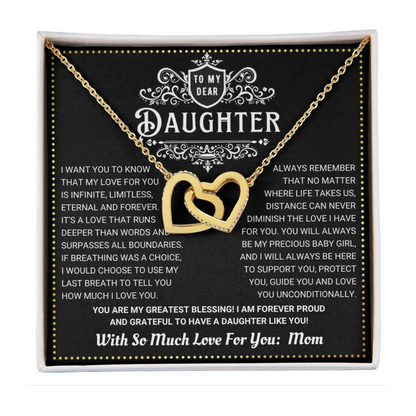 JGF Jewelry Gifts for Family Two Hearts Necklace To My Daughter Necklace From Mom Sterling Silver