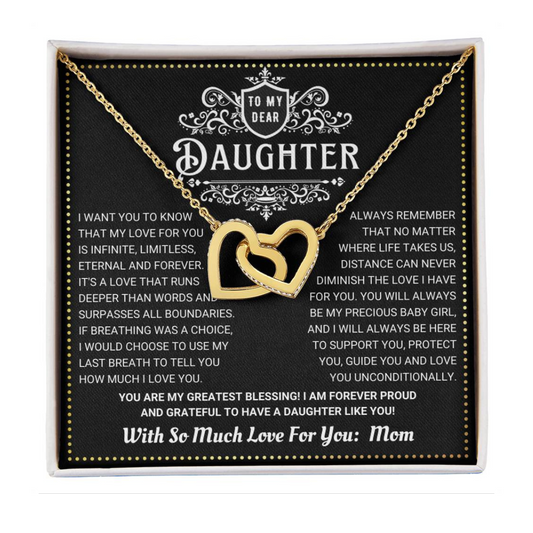 JGF Jewelry Gifts for Family Two Hearts Necklace To My Daughter Necklace From Mom Sterling Silver