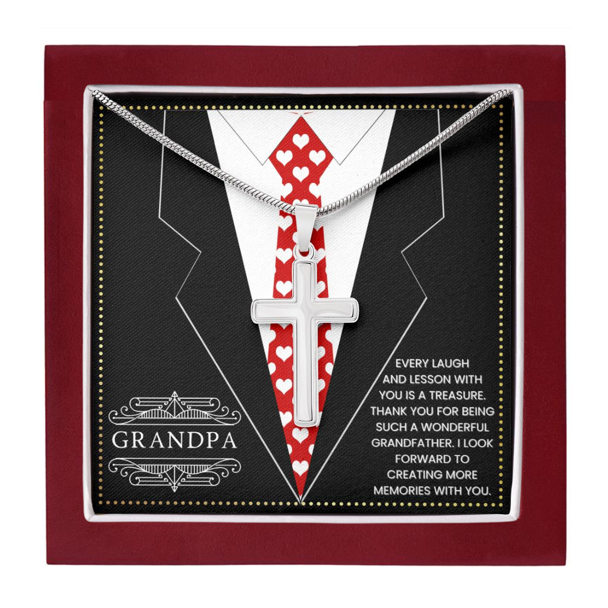 JGF Jewelry Gifts for Family Cross Necklace For Men Silver Grandpa Christian Gifts Religious