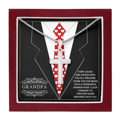 JGF Jewelry Gifts for Family Cross Necklace For Men Silver Grandpa Christian Gifts Religious