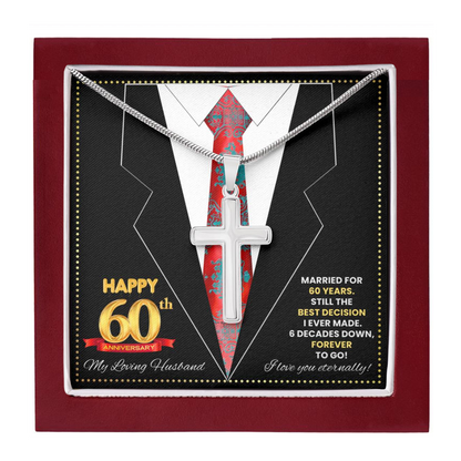 JGF Jewelry Gifts for Family Happy 60th Anniversary For Husband Cross Necklace For Men