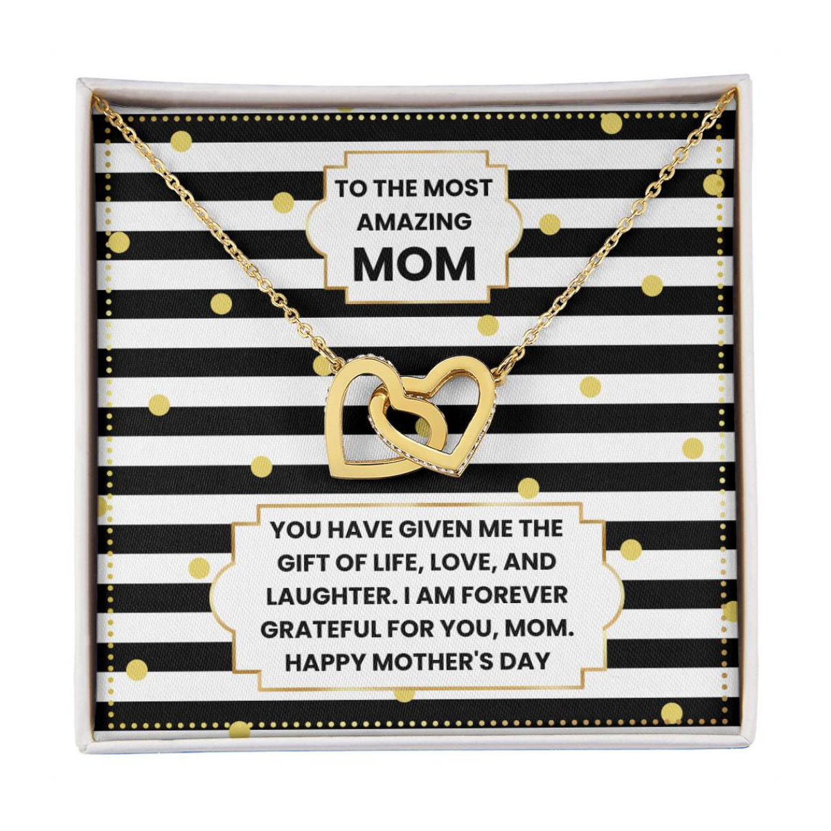 JGF Jewelry Gifts for Family Two 2 Hearts Connected Necklace For Mom on Mother's Day