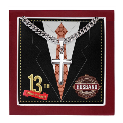 JGF Jewelry Gifts for Family 13 Year 13th Wedding Anniversary for Him Husband Cross Necklace for Men