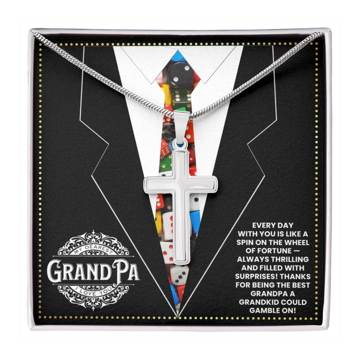 JGF Jewelry Gifts for Family Casino Poker Themed Gifts For Men Grandpa Gifts From Grandson And Granddaughter