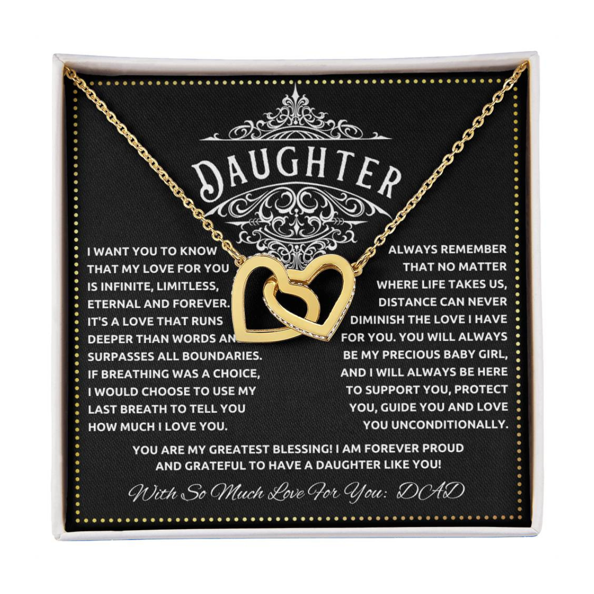 JGF Jewelry Gifts for Family Interlocking Hearts Necklace For Daughter From Dad