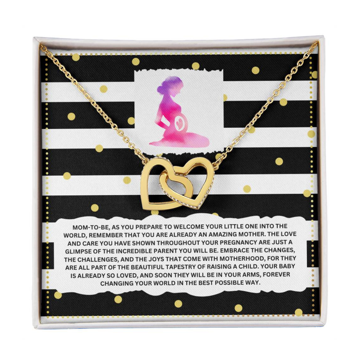 JGF Jewelry Gifts for Family Interlocking Heart Necklace Mom To Be Card Mothers Day
