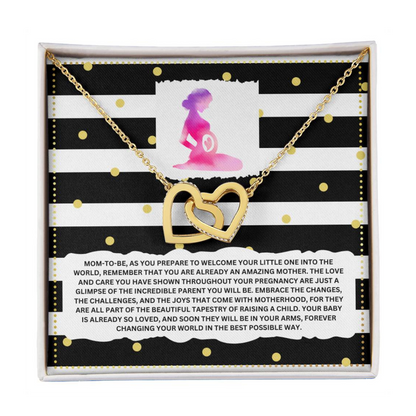 JGF Jewelry Gifts for Family Interlocking Heart Necklace Mom To Be Card Mothers Day